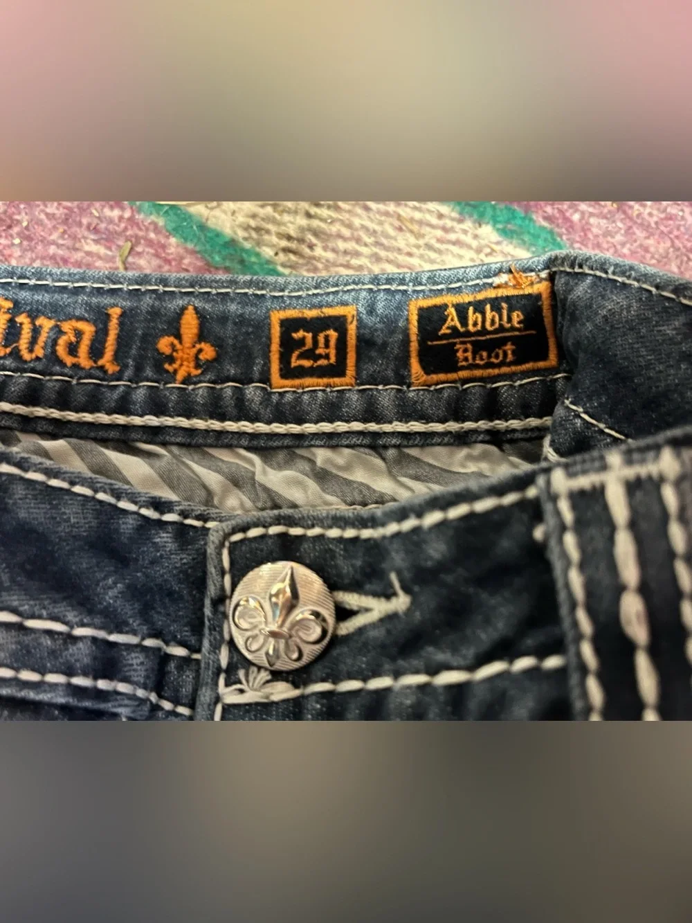 Rock Revival Abble Boot Jeans 29 Flap Pocket Bootcut Stretch Y2K Faded Western